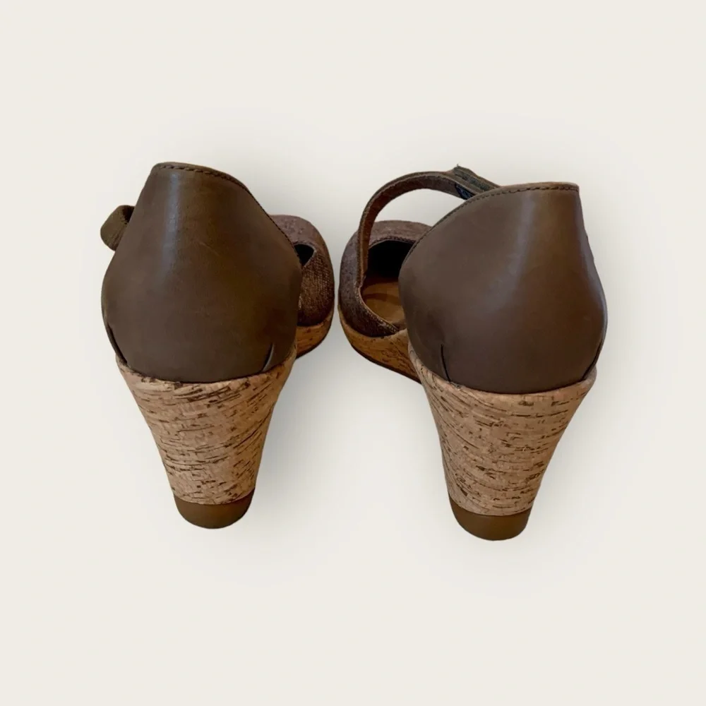 Teva Riviera Mary Jane Cork 3 inch High Heeled Closed Toe Brown Sandals Size 10 - Picture 8 of 10